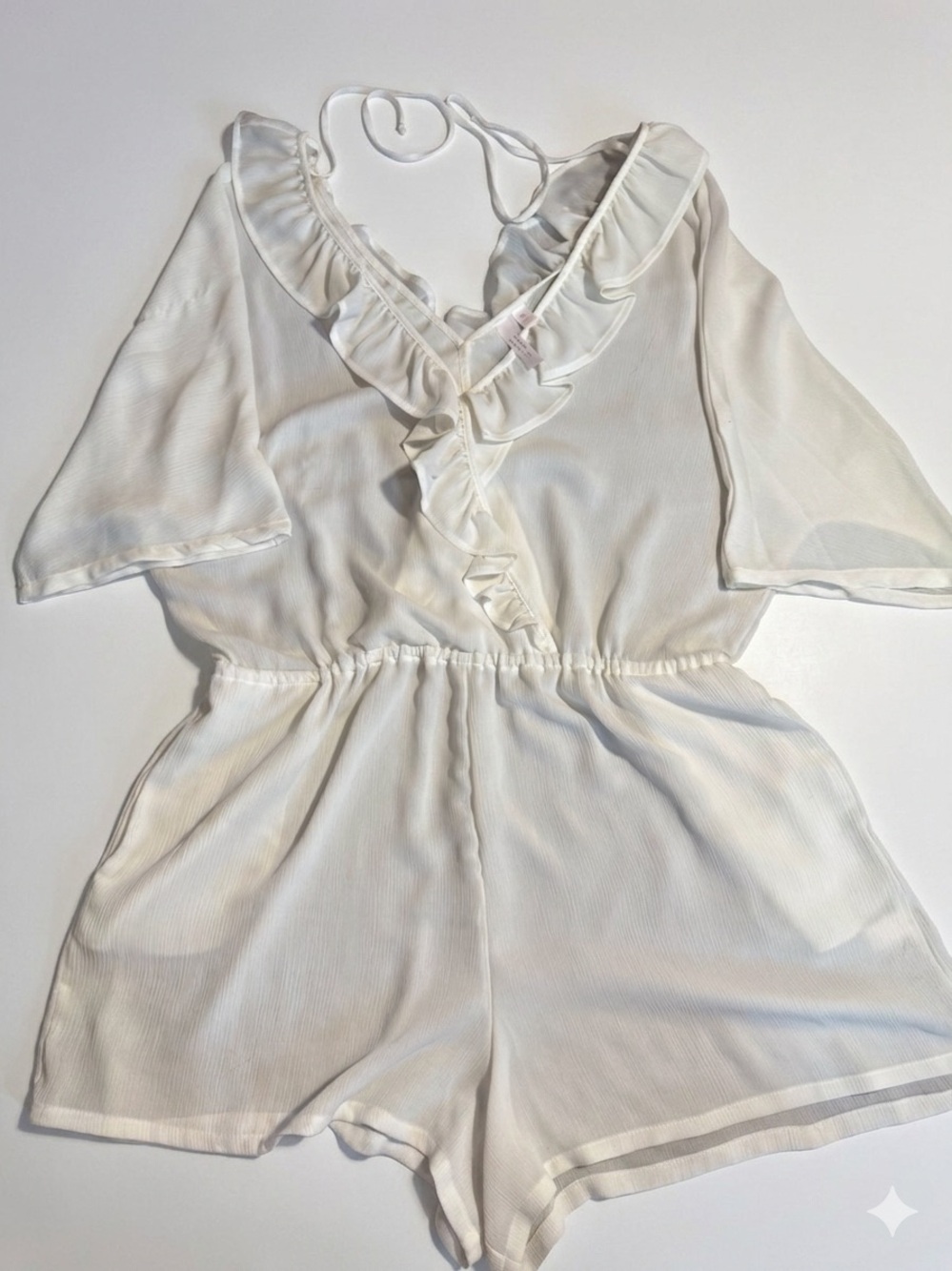 LC Lauren Conrad White Ruffle V-Neck Romper